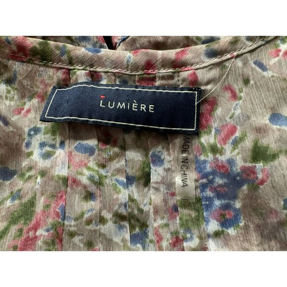 Lumière Floral Ruffle Asymmetric Hem Sheer Sleeveless Pullover Top Feminine Sz M - Picture 6 of 8